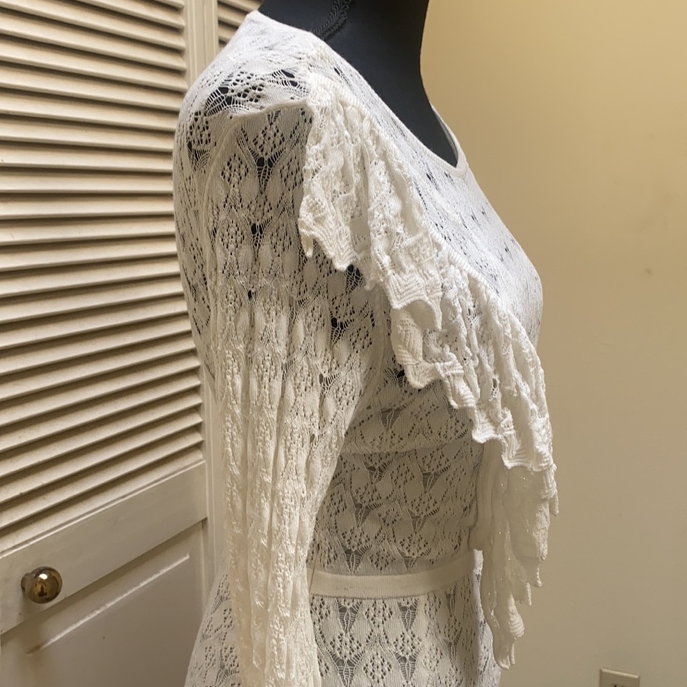 ZARA White Knit Lace Mini Dress - Picture 9 of 11